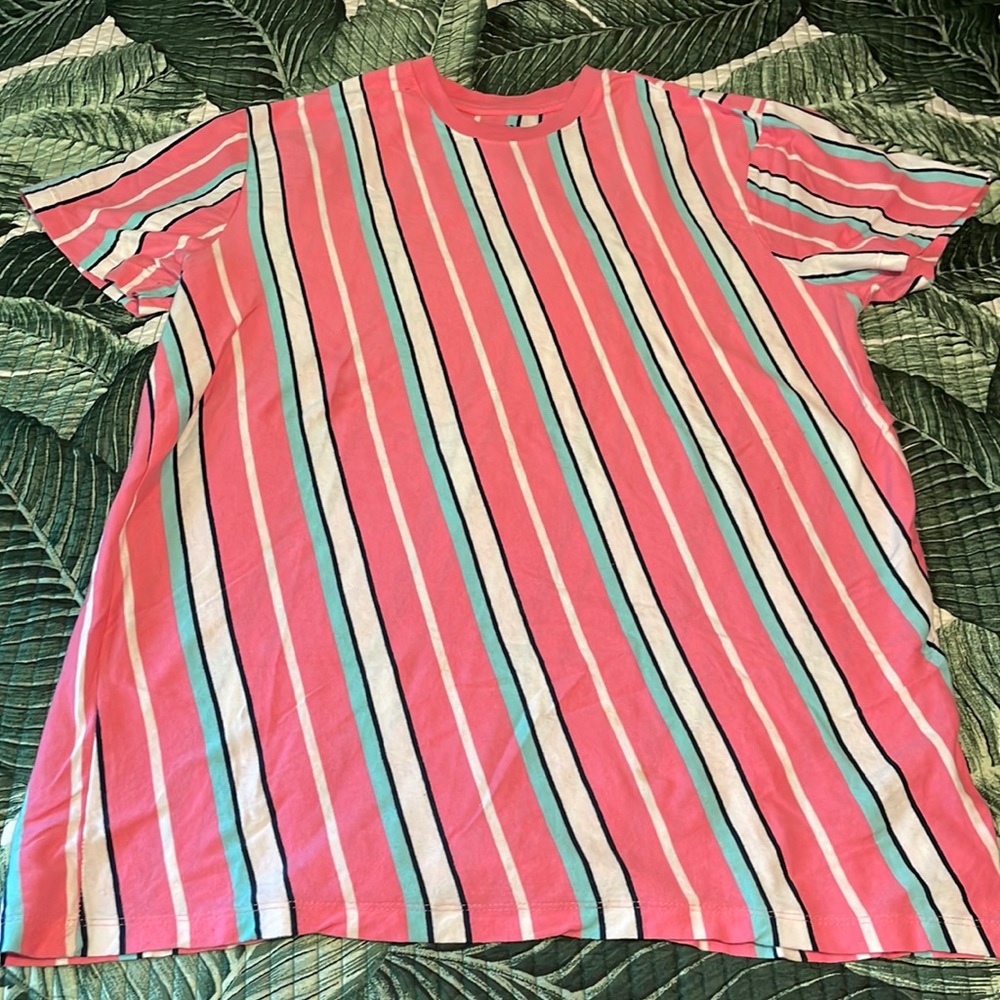 Pink, White, Blue Striped San Francisco T-Shirt Size L